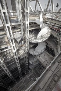 Museum of the Future under construction with scaffold in Dubai