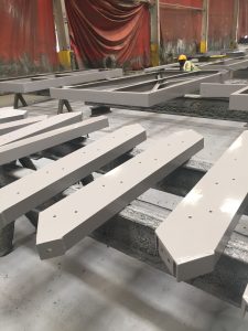 Steel factory showing construction materials and production processes